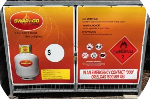 SWAP'n'GO gas bottle cage at a servo near you
