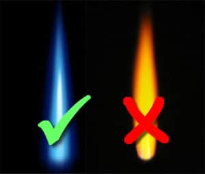A yellow flame could indicate a problem